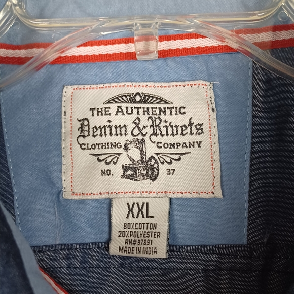 Denim & Rivets short sleeve button up shirt Sz XXL - Picture 5 of 7